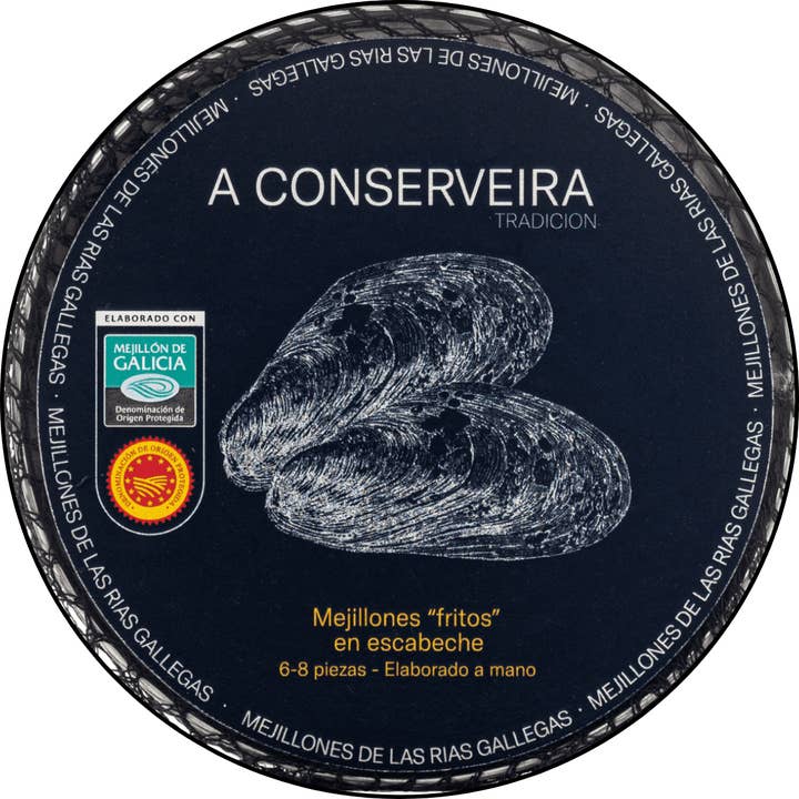 Alta Gama Foods – Engroshandel Fisk på dåse – A Conserveira - TRADICION - Spanien - Stegte muslinger i escabeche - 110 g