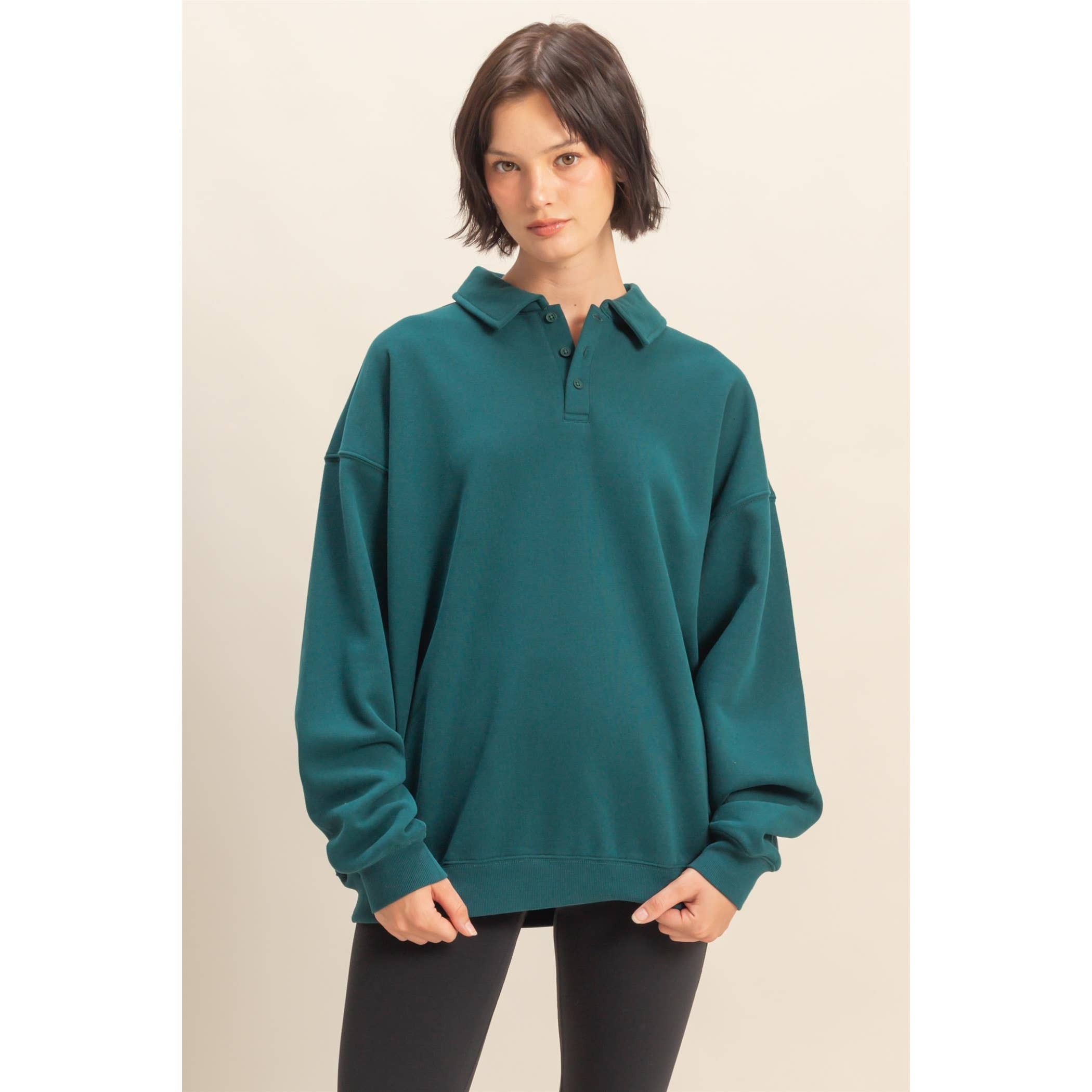HYFVE - Wholesale Sweatshirt - Women's - Oversized Polo Collared Pullover12