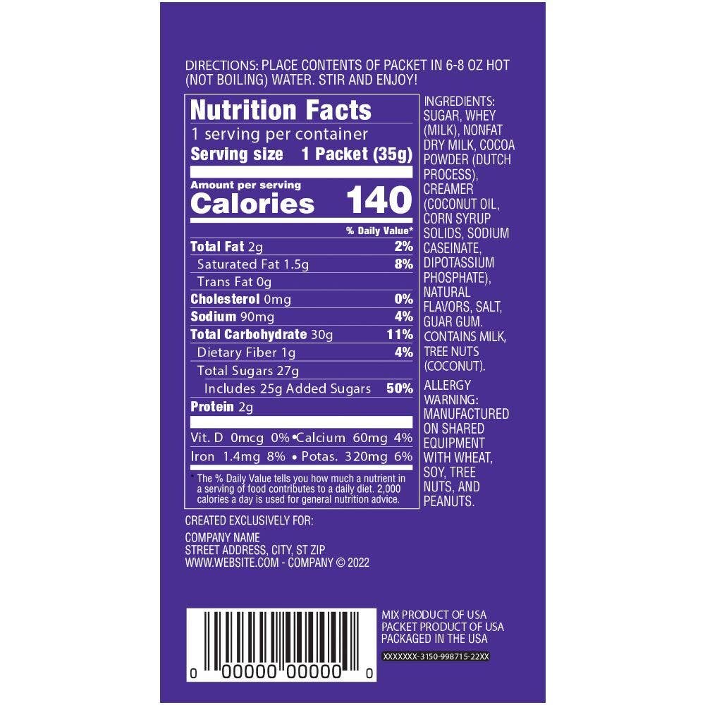 Door County Coffee - Venta al por mayor Preparado de chocolate caliente - Door County Doudge Gourmet Cacao caliente, paquete de una taza1