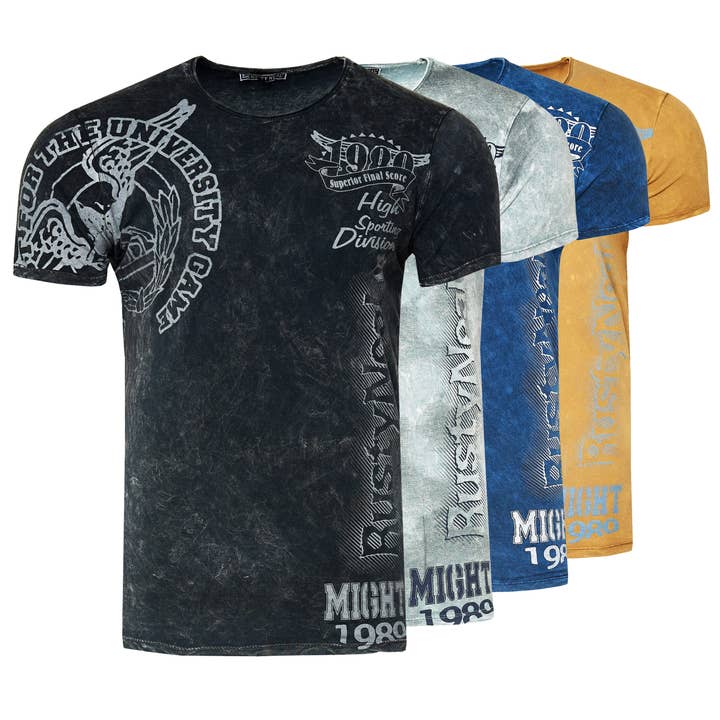 O-neck T-shirt Washed with Bold Print 232 for wholesale by Rusty Neal