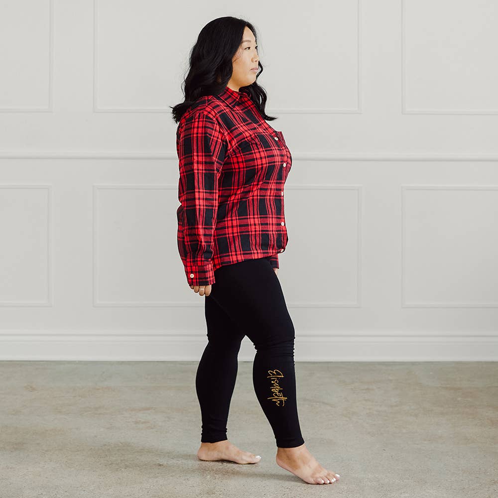 Weddingstar Inc. – Großhandel Fashion-Leggings – Damen – Individuell bedruckte schwarze Leggings für Damen - Script Font0