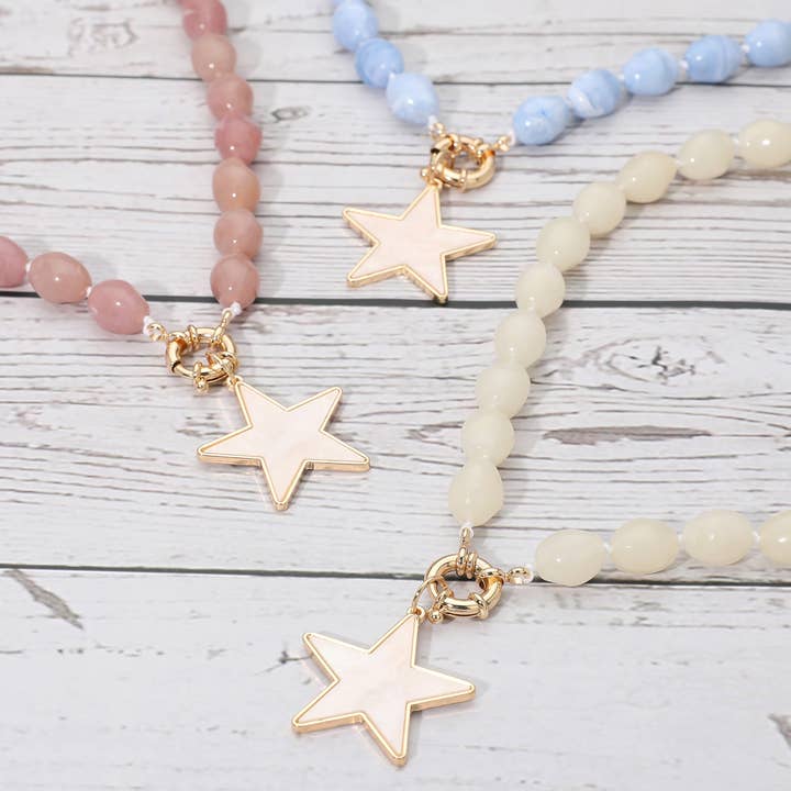 Perlemor Stjernevedhæng Marmoreret Sten Perlekæde for engroshandel hos Sensibling Corp.