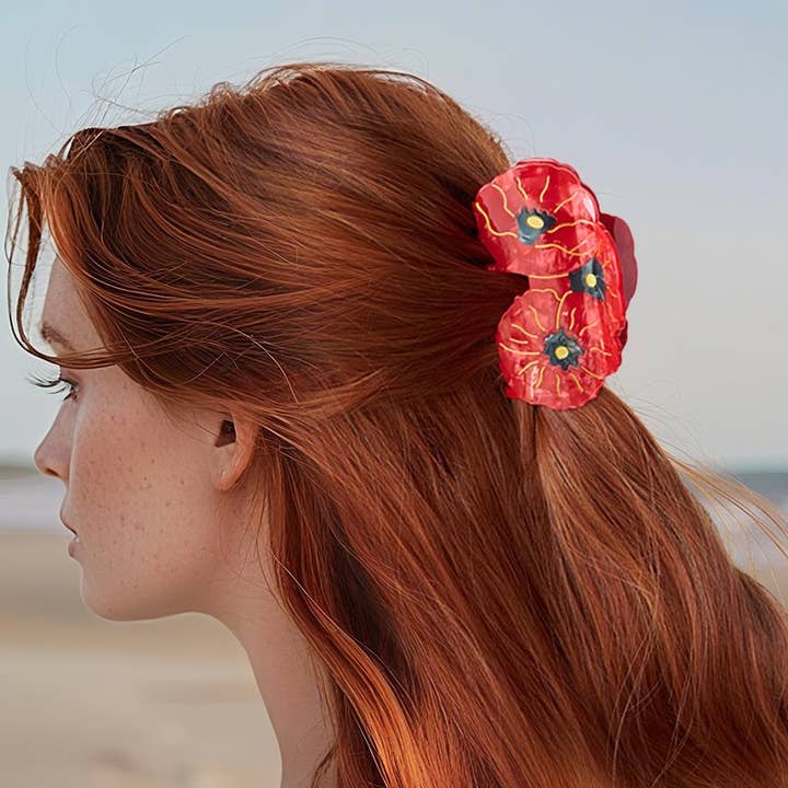 SOCALI - Wholesale Hair clip – Women’s - Red Poppies Hair Claw Clips6