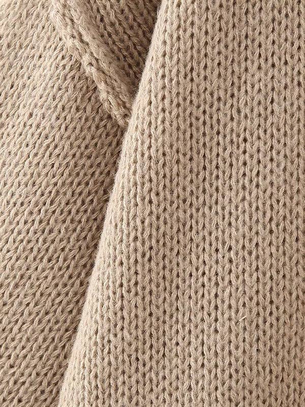 VividLux - Wholesale Cardigan - Women's - Loose Puff Sleeves Buttoned Split-Joint Round-Neck Cardigan Tops9