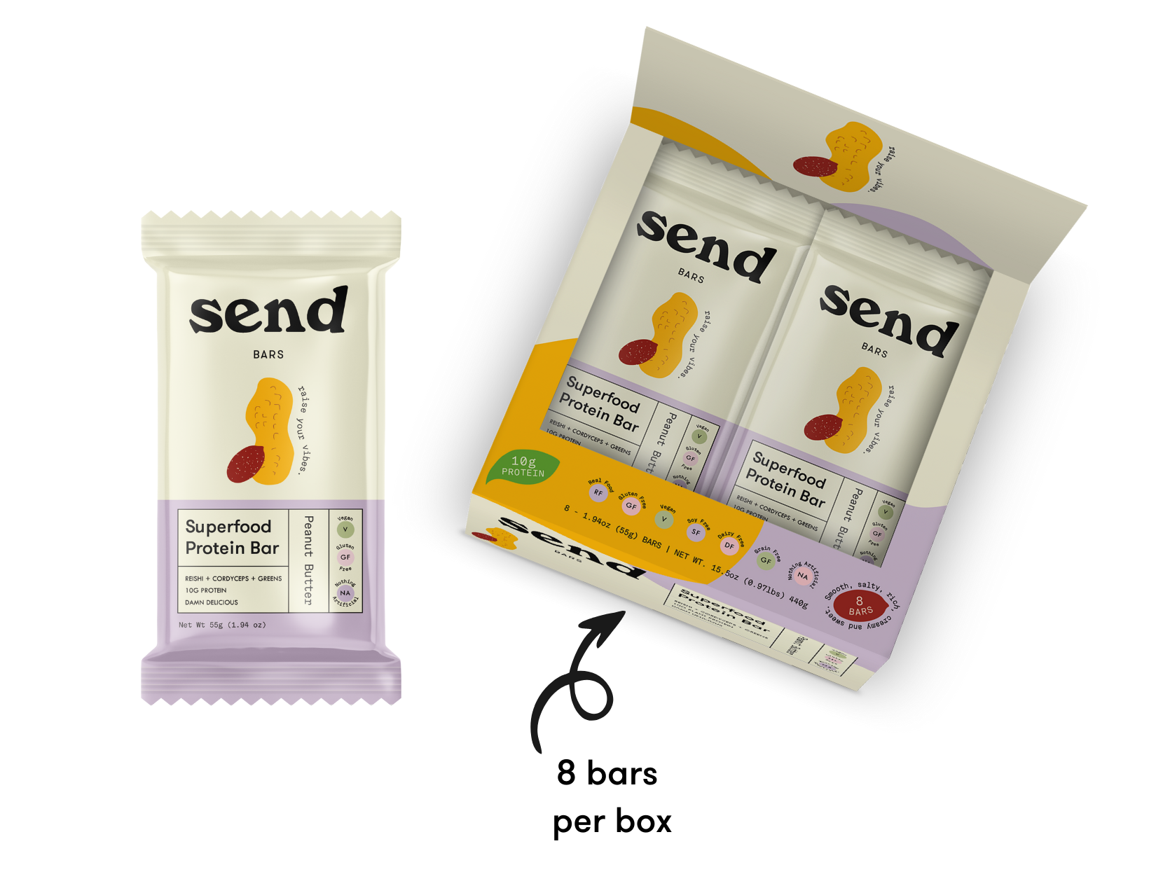 Send Bars - Wholesale Snack Bar - Peanut Butter Superfood Protein Bars - Single Caddy (8 bars)0