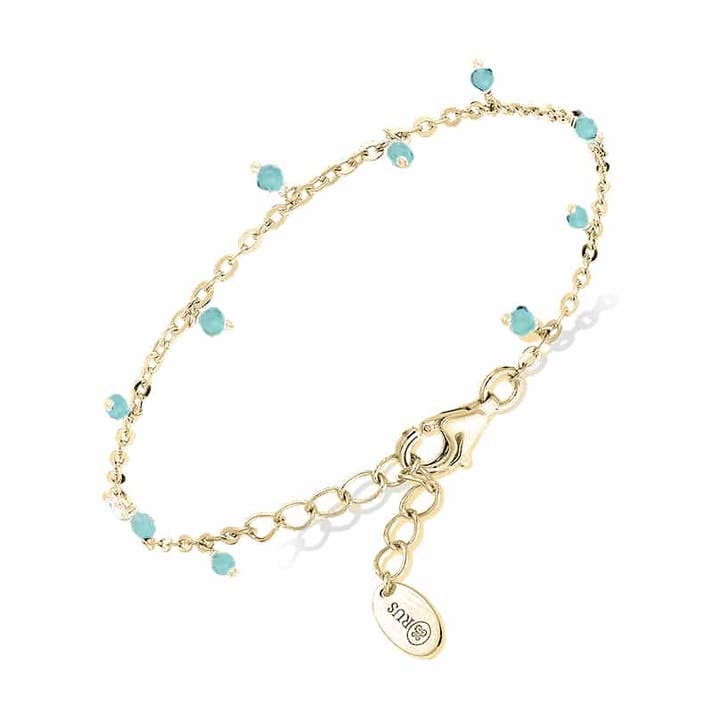Armband aus vergoldetem Silber mit kleinen türkisfarbenen Perlen für den Großhandel von ORUS BIJOUX