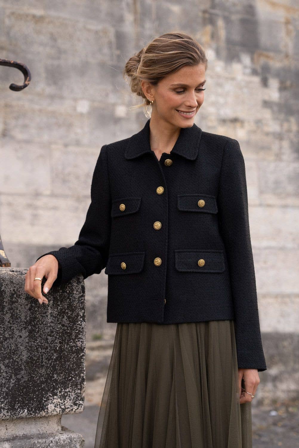 Attentif Paris - Wholesale Jacket - Women's - Straight cut plain tweed jacket4