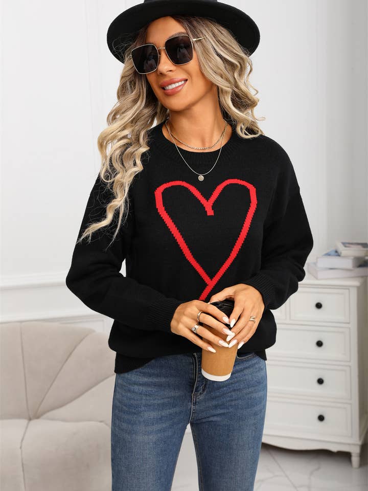 Hope & Sunshine - Wholesale Knit Sweater - Women's - Valentine's Heart Pullover Sweater25