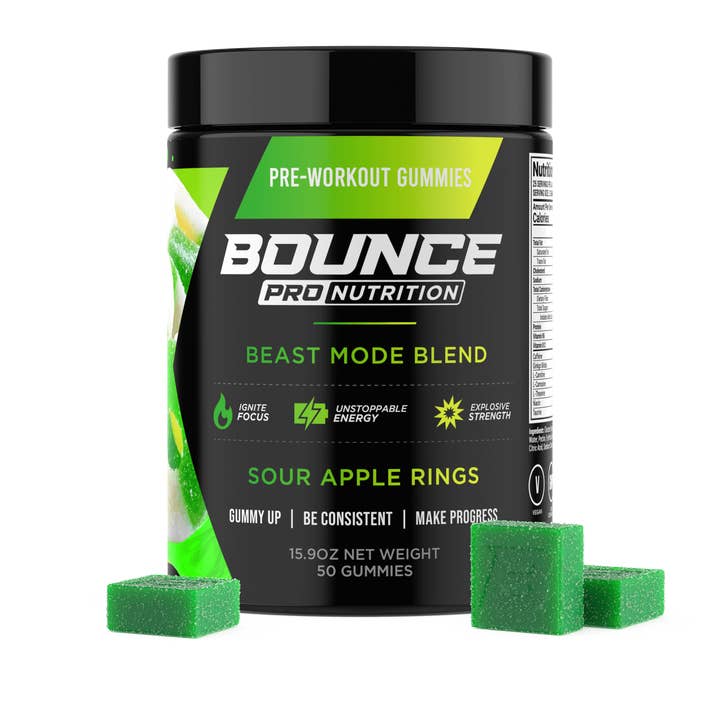 Bounce Nutrition - Vendita all'ingrosso Vitamine/integratori orali - Caramelle gommose pre-allenamento - Beast Mode - Sour Apple V2