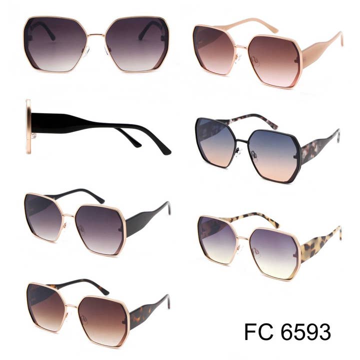 Dynasol Eyewear – wholesale Solglasögon - Dam – Mode metall sexkantiga solglasögon för kvinnor7