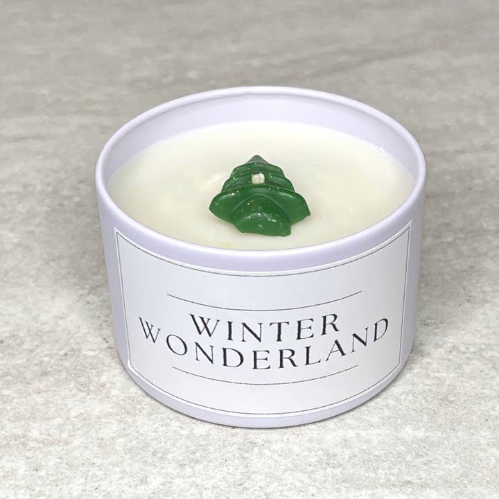 Winter Wonderland - 4oz Matte White Jar Soy Wax Candle for wholesale by LostLove Art Co.