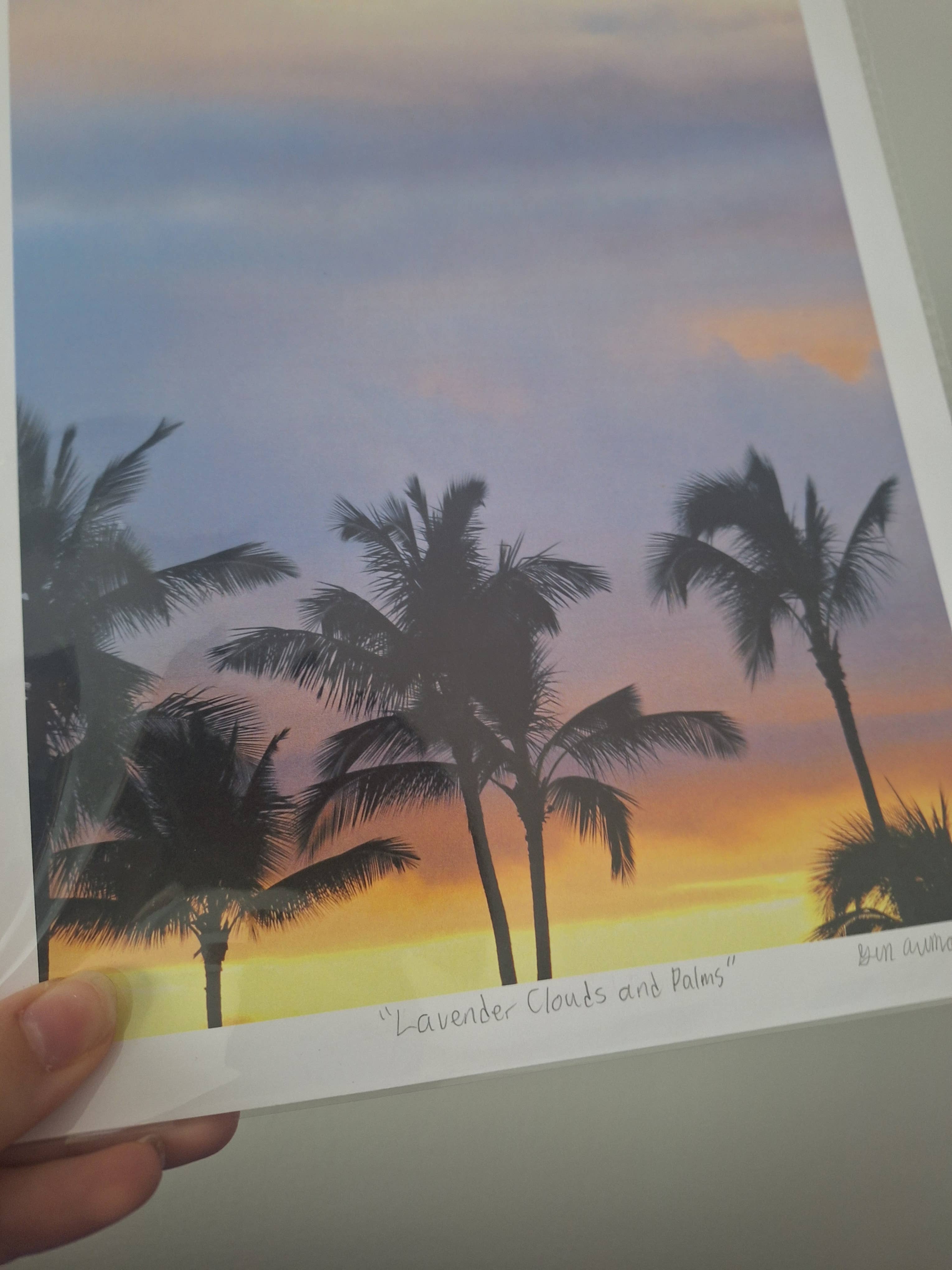 Gen Aumonier Art - Wholesale Art Print - Lavender Clouds & Palms 8"x10" Signed Photography Art Print2