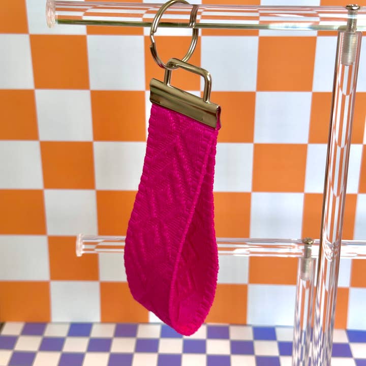 Stickers+ X Ashley Bexar - Wholesale Keychain - Women's - Large Bright Pink Handmade Wristlet Key Fob Keychain1