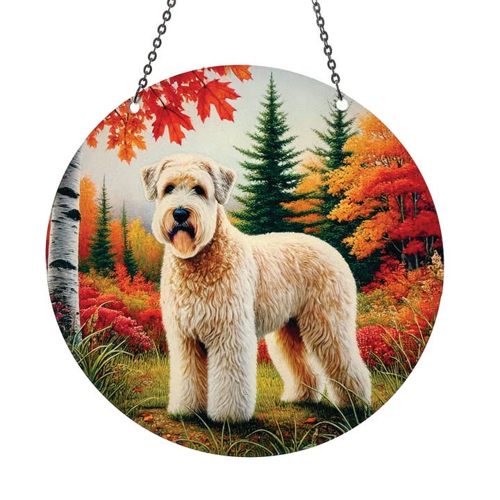 Soft Coated Wheaten Acrylic Suncatcher with Chain #SC761 for wholesale by d'ears inc.