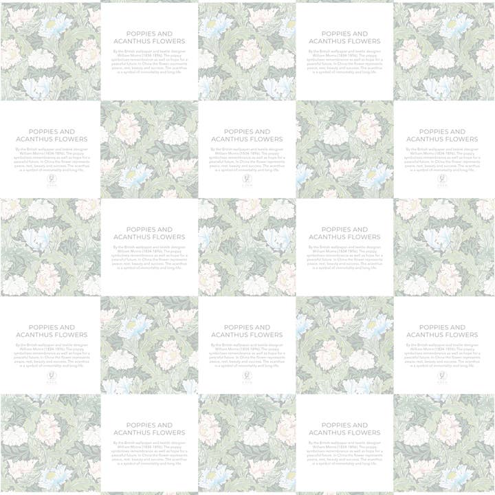 Ezen Trade - Wholesale Flat wrap - POPPIES AND ACANTHUS FLOWERS: Wrapping Paper2