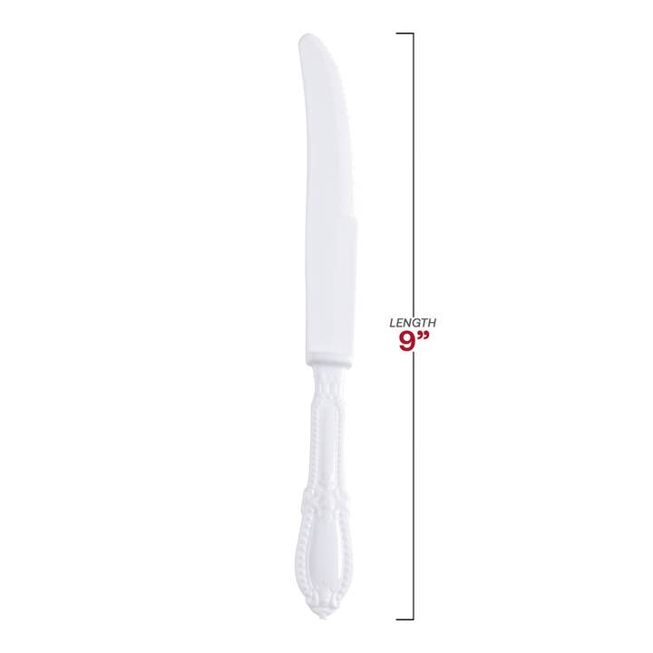 Smarty had a Party – wholesale Disposable tableware pack – White Baroque Disposable Plastic Dinner Knives - 480 pcs2