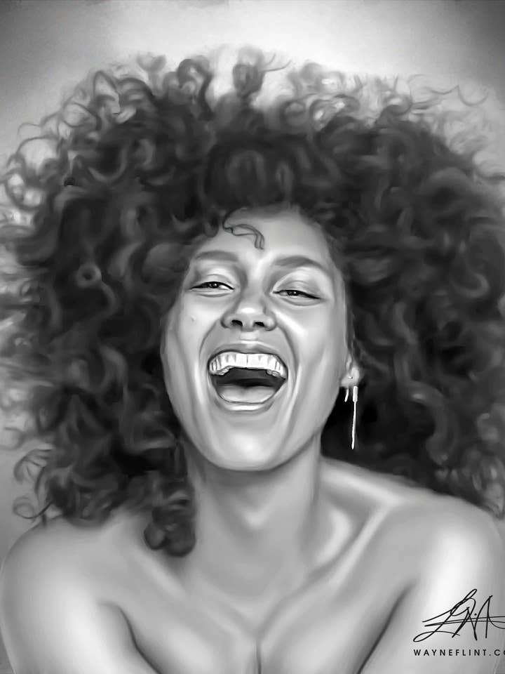 Alicia Keys Digital Oil Painting by Wayne Flint for wholesale by Wayne Flint Digital Portraits