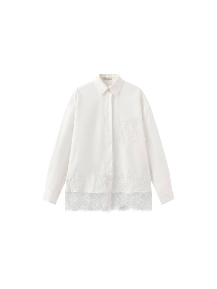 CUBIC – wholesale Buttoned-down shirt – Women's – Lace Panel Shirt