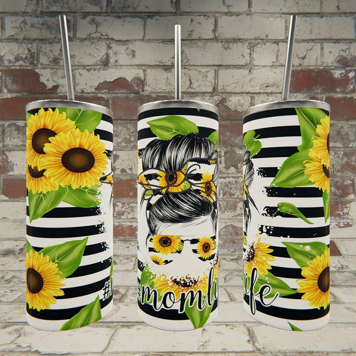 MomLife Sunflower green black stripes 500-10 for wholesale by Triple D's Tumblers n More