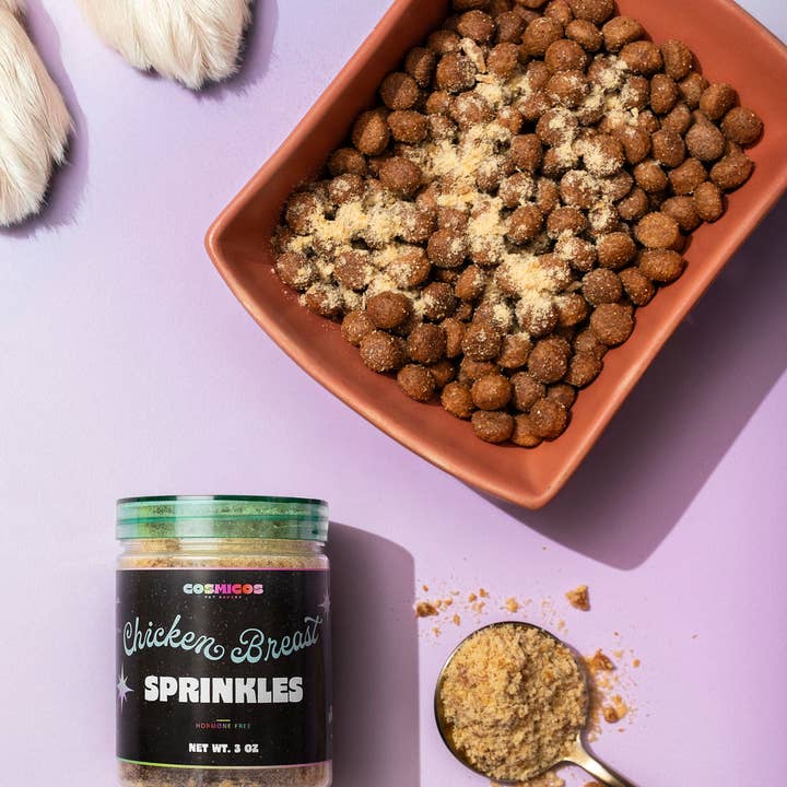 Chicken Breast Sprinkles – Lean Protein Topper for Cats And Dogs! for wholesale by Cosmicos Pet Bakery