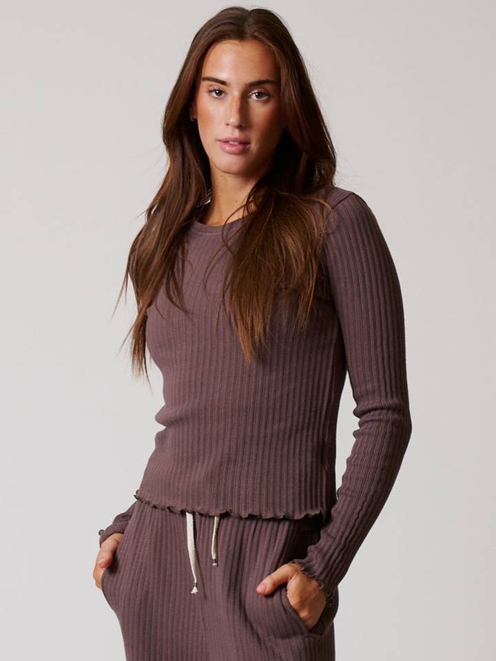 Langarmshirt aus Baumwollripp. für den Großhandel von LEISURE LAB