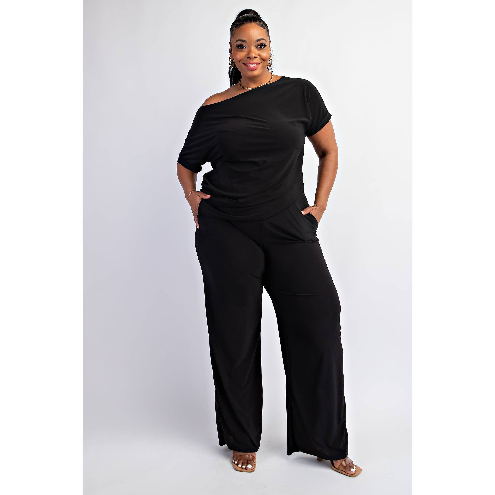 The Curve LA - Vente Combinaison – femme - ENSEMBLE HAUT À MANCHES COURTES ET PANTALONS LARGES GRANDE TAILLE23