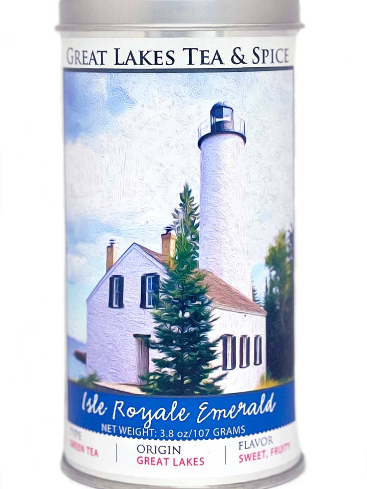 Isle Royale Emerald Premium Green Loose Leaf Tea 3.8 oz for wholesale by Great Lakes Tea & Spice