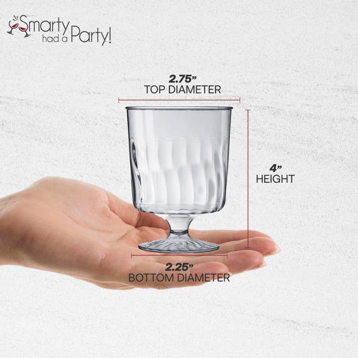 Smarty had a Party - Wholesale Wine Glass - 8 oz. Clear Plastic Pedestal Wine Glasses - 10 pcs