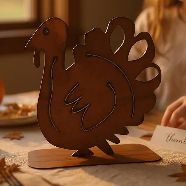 Escultura de metal de mesa de Acción de Gracias única de pavo para venta al por mayor de Whimsies