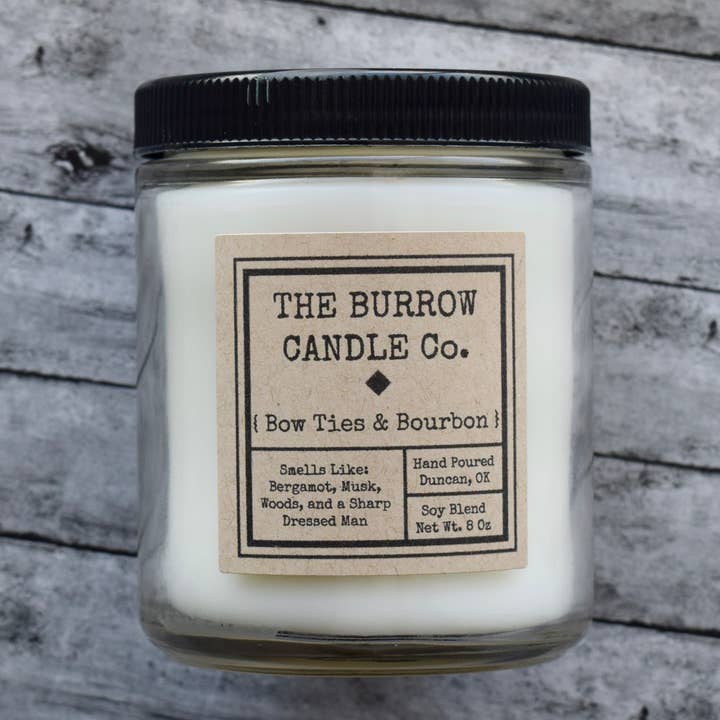 Bow Ties & Bourbon - Year Round for wholesale by The Burrow Candle Company