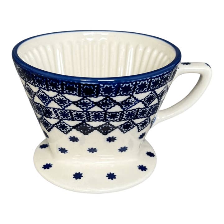 Pour Over, Coffee Dripper, 4.25" in "Mosaic Winter" by Manufaktura | F127T-PS17 for wholesale by Polish Pottery Outlet