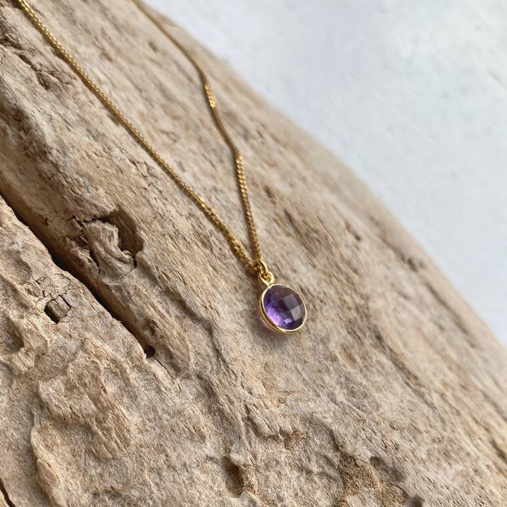 gold vermeil amethyst spectacle necklace for wholesale by sarahannedipity