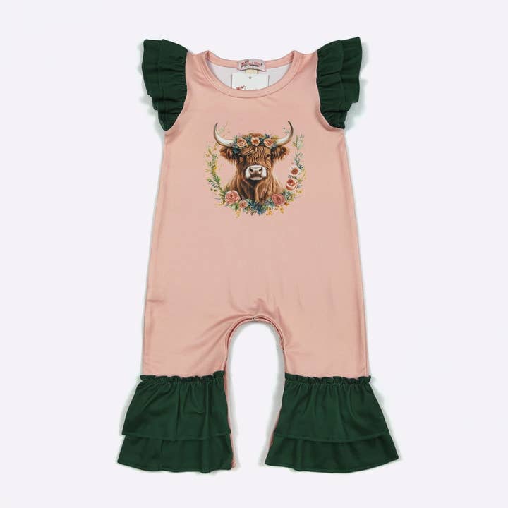 Floral Highland Baby Romper for wholesale by Clover Cottage