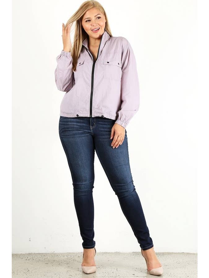 Black Plus Size Windbreaker Light-Weight Jacket SS1842P-J for wholesale on Faire