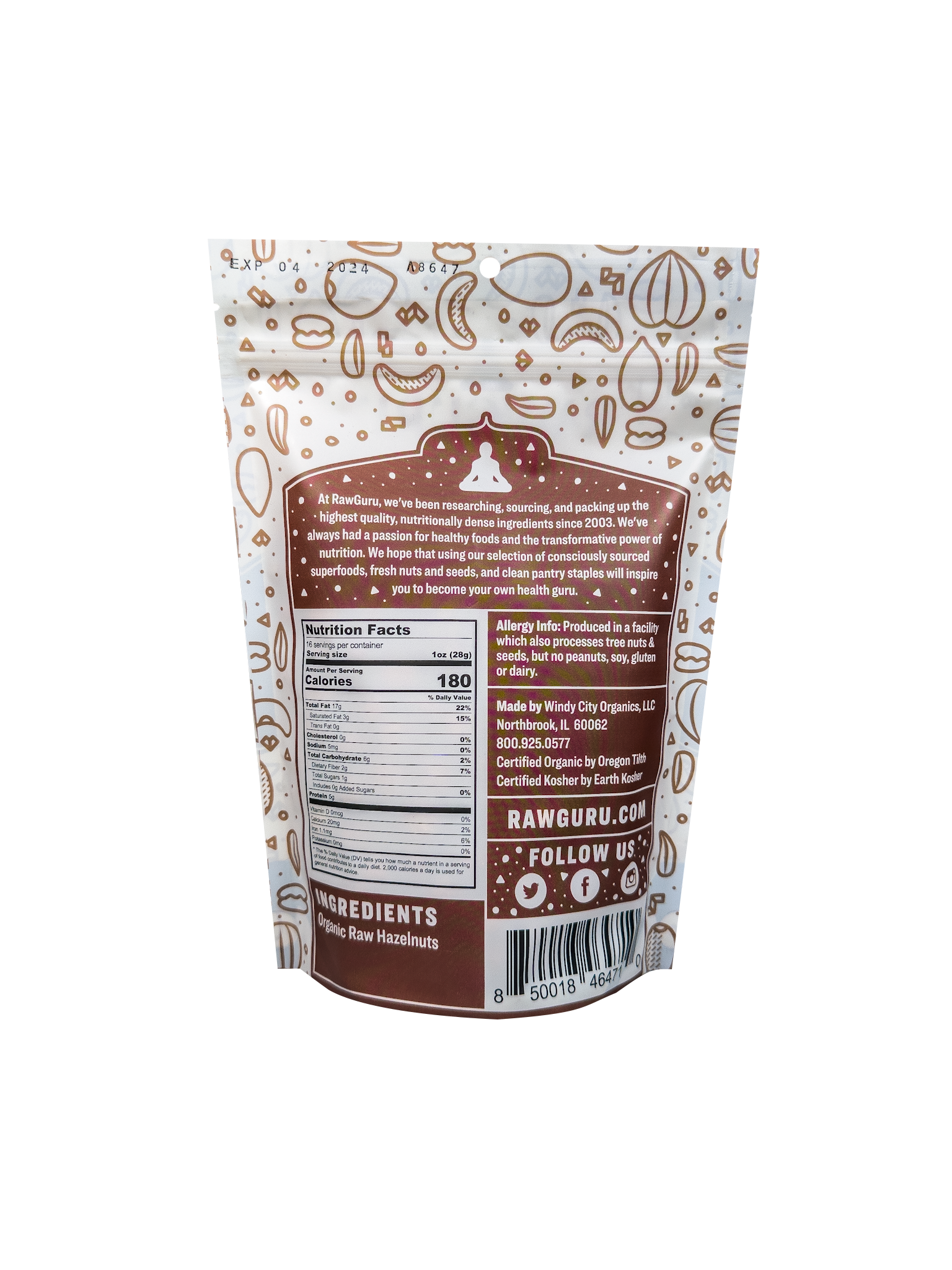 Windy City Organics - Wholesale Nuts - Raw Organic Hazelnuts - 16 oz1