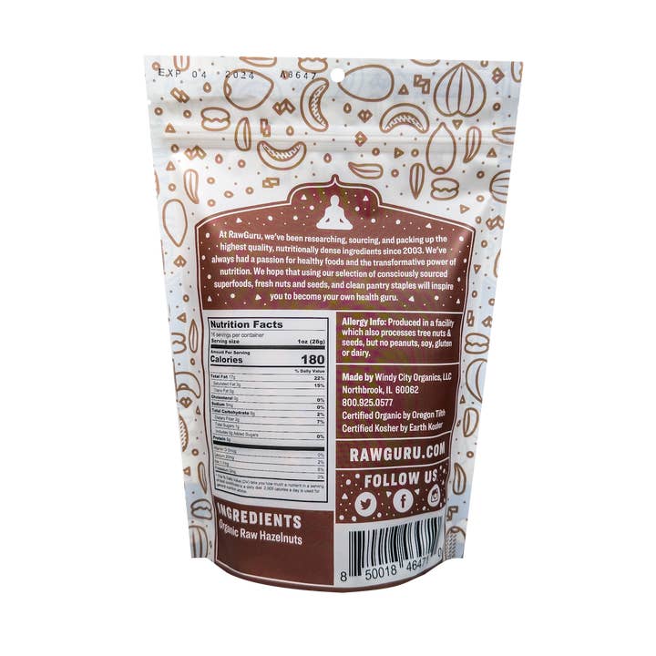 Windy City Organics - Wholesale Nuts - Raw Organic Hazelnuts - 16 oz1