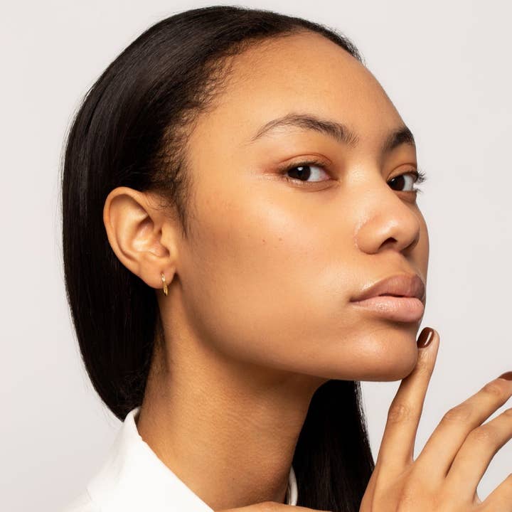 14k Gold Scarlett Extra Small Hoops for wholesale by Minnie Lane