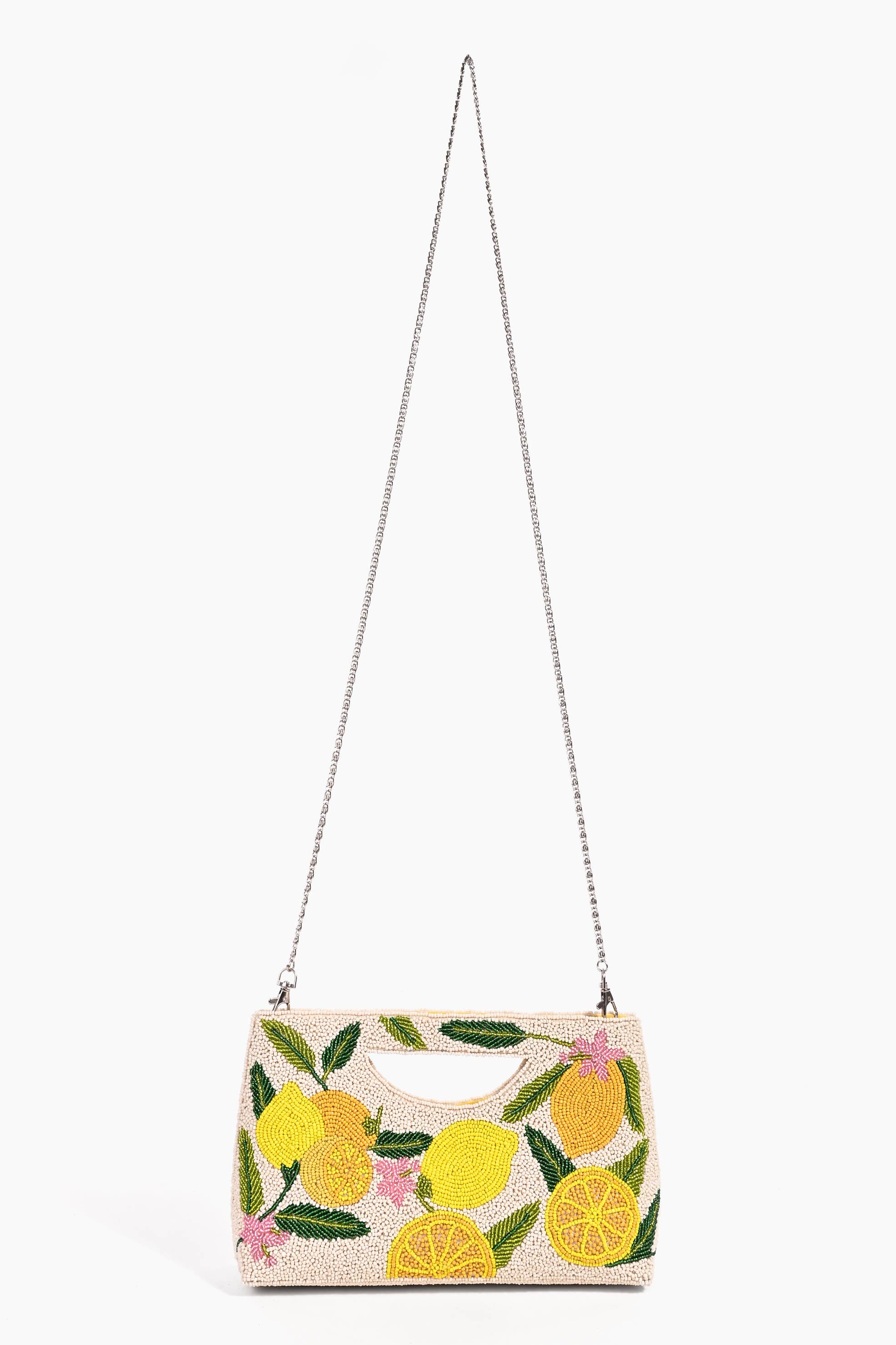 America & Beyond - Wholesale Clutch - Dames - Make Lemonade versierde handtas met ketting1