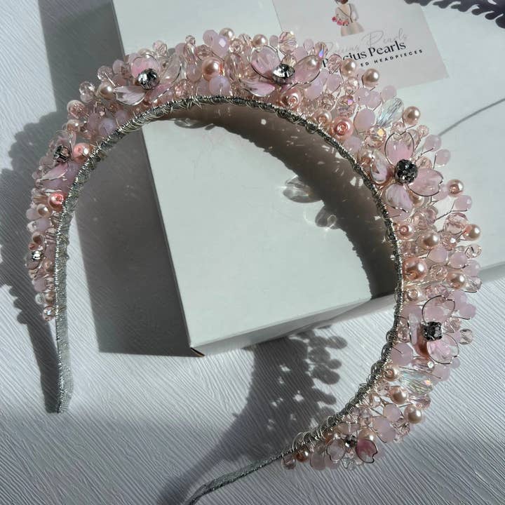 Preciuspearls - Wholesale Fashion headband – women's - Flora Light Pink Flower Crown™7