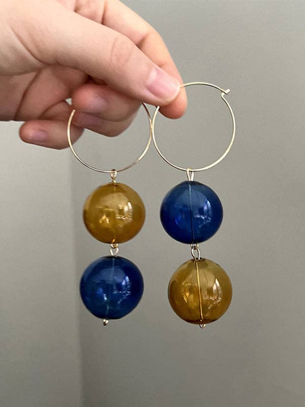 GUL BLÅ Snygga kontrastfärg Geometriska örhängen Tillbehör för wholesale på Faire3