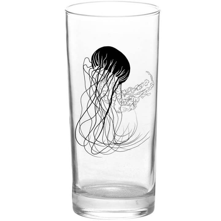 Jellyfish Series Black- Limbo 15oz Highball Collins Glass for wholesale by Salty Raven Glassware