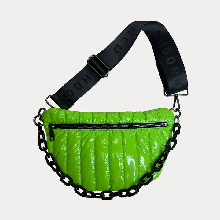 Reese Quilted Sling/Waist Bag w/Black Resin Chain & 2" Solid for wholesale by AHDORNED