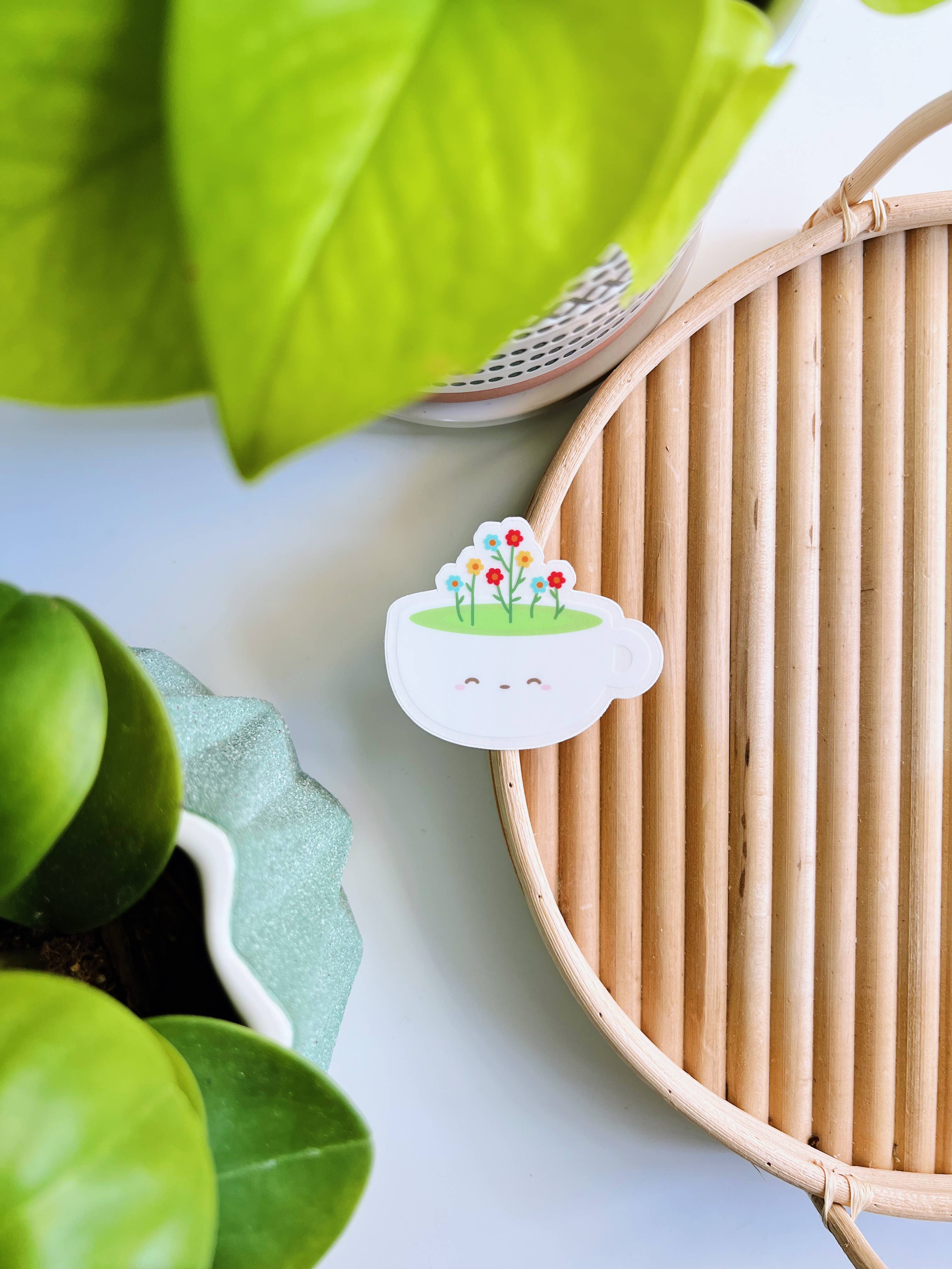 Matcha Paper Co. - Wholesale Sticker - Bloom Latte Cups Clear Vinyl Stickers1