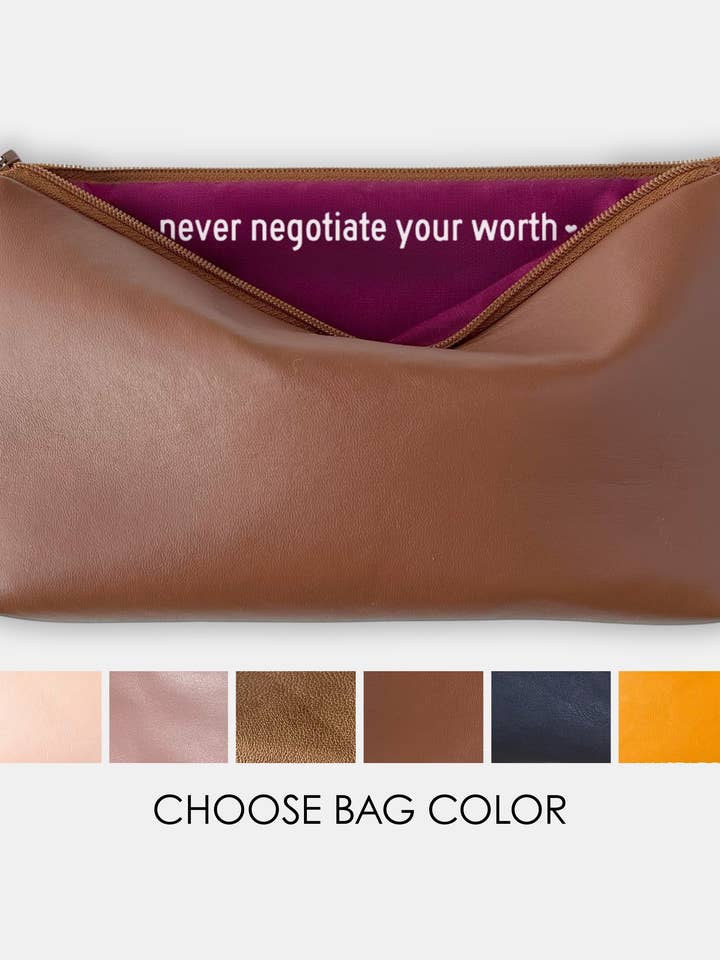'Astuccio in Pelle Sintetica "Mai Negoziare il Tuo Valore"' per la vendita all'ingrosso da parte di Shop Sandra Smith
