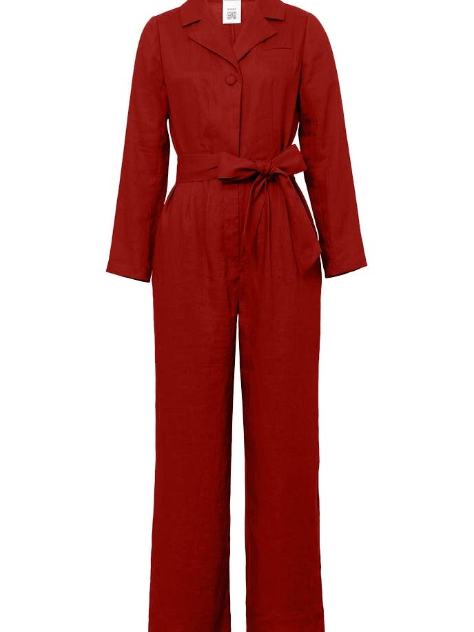 CHIC STAR - Venta al por mayor Peto - Mujer - Mono negro con cinturón de lino con un solo botón, talla grande, de Chic Star2