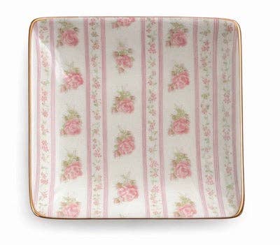 Beauty Stash - Wholesale Jewelry Dish - Ceramic Jewelry Trinket Tray with Gold Rim – 4” Square Catchall Dish5