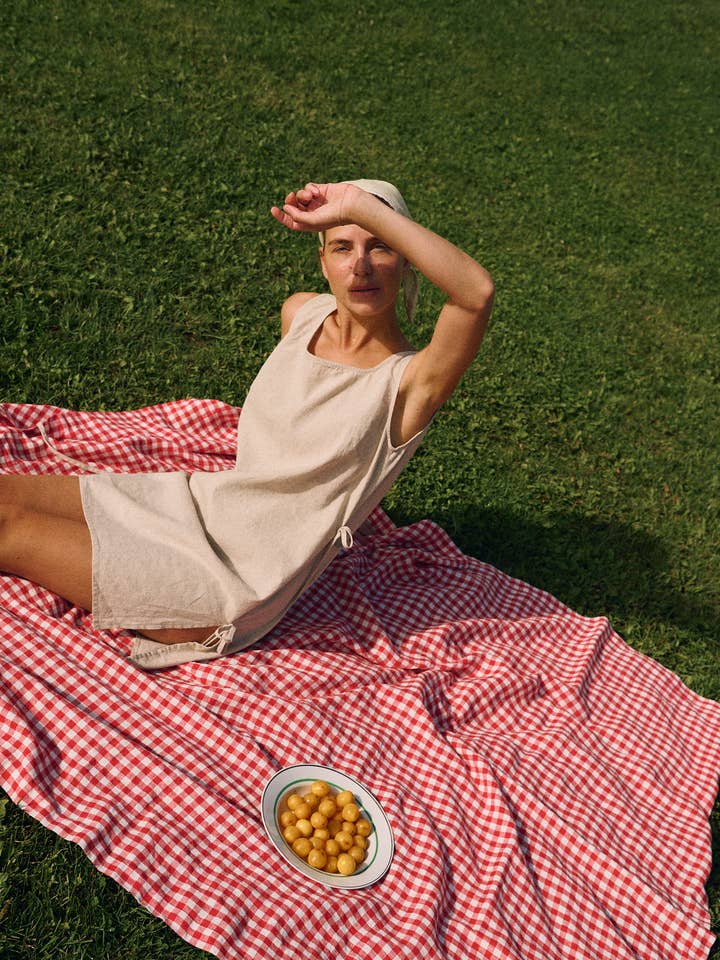 Robe midi – Ella – Mélange de coton et lin pour la vente par Linenfox