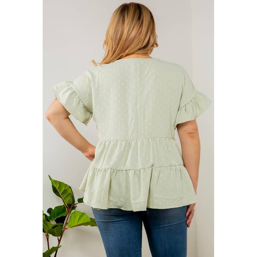 Curve Market - Vendita all'ingrosso Camicetta - Donna - TOP BABYDOLL A STRATI A POIS SVIZZERI TAGLIE FORTI2