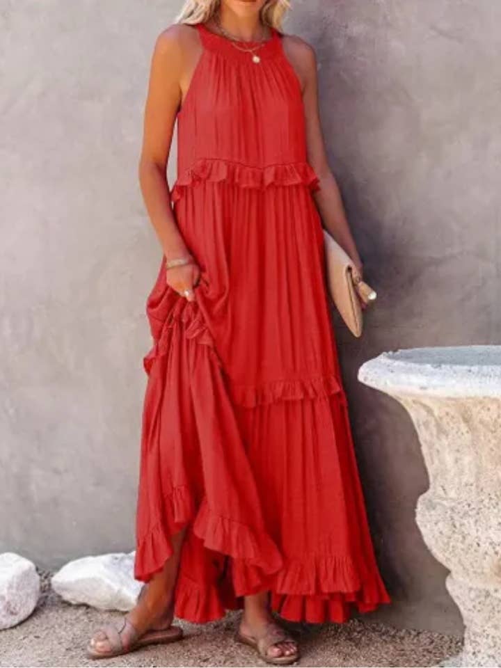 Serenity Collective - Wholesale Dress - Women's - Ruffled Sleeveless Maxi Dress12