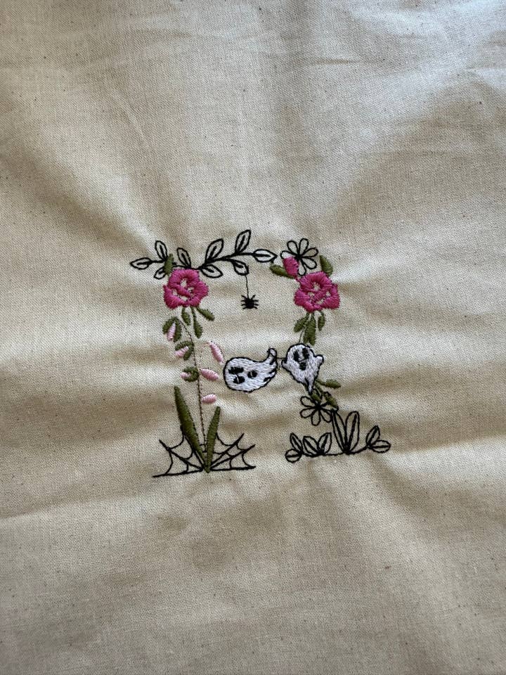 Spooky Initial Canvas Bag for wholesale by Blush & Brim Co